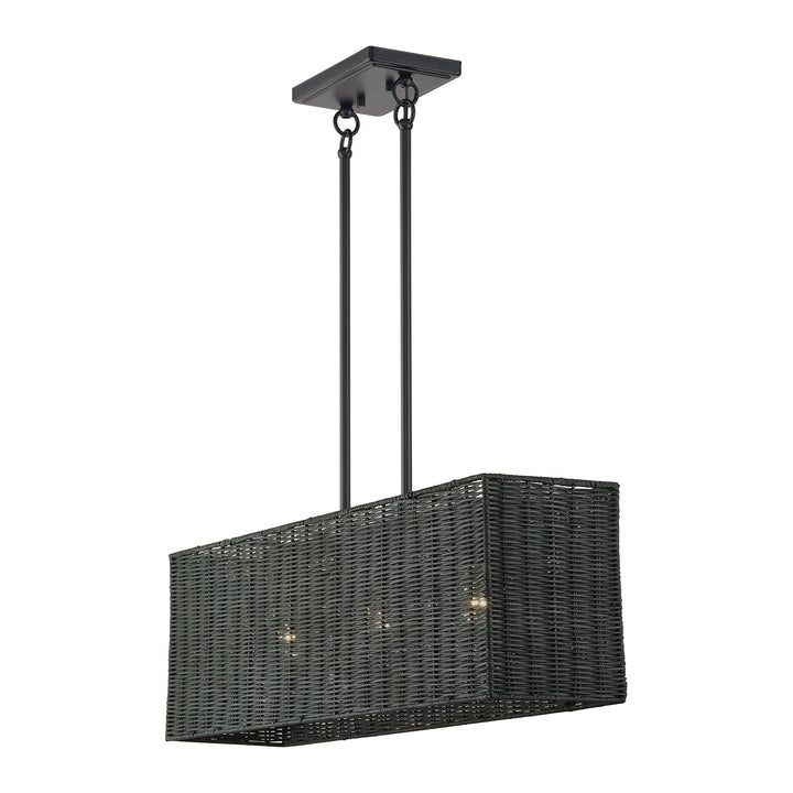 3 Light Black Medium Linear Chandelier