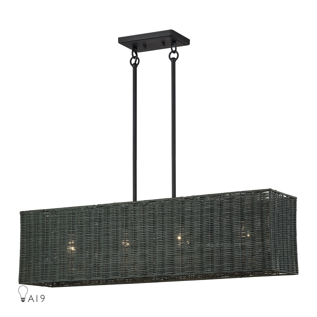 4 Light Black Large Linear Chandelier by Livex Lighting