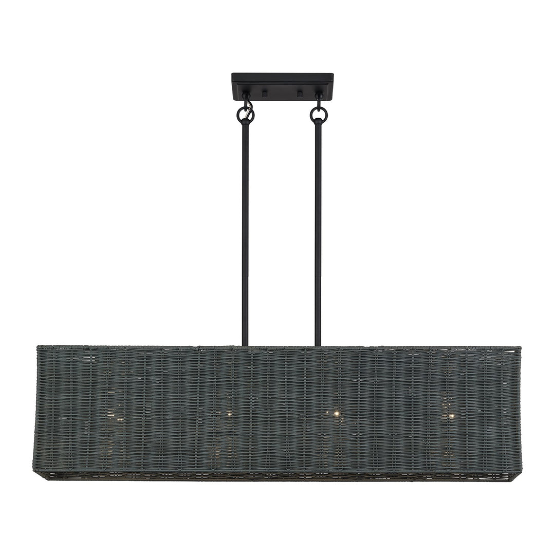 4 Light Black Large Linear Chandelier