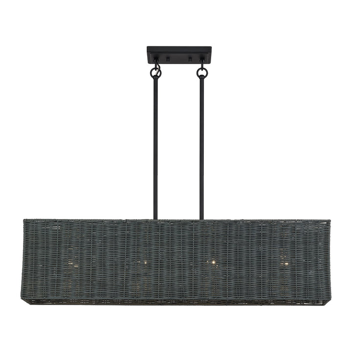 4 Light Black Large Linear Chandelier