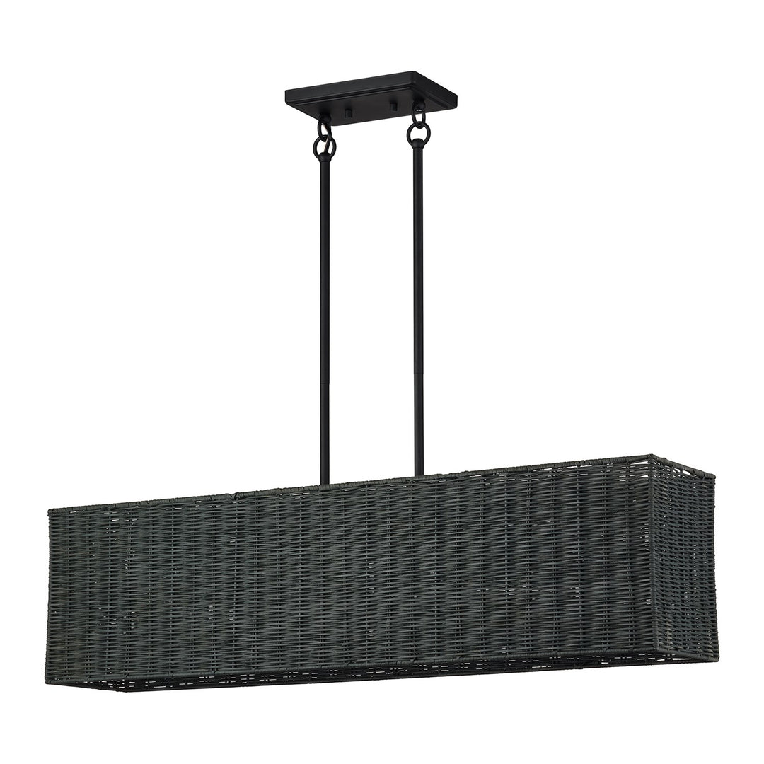 4 Light Black Large Linear Chandelier