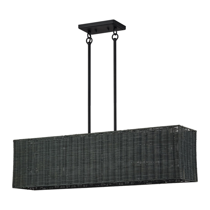 4 Light Black Large Linear Chandelier