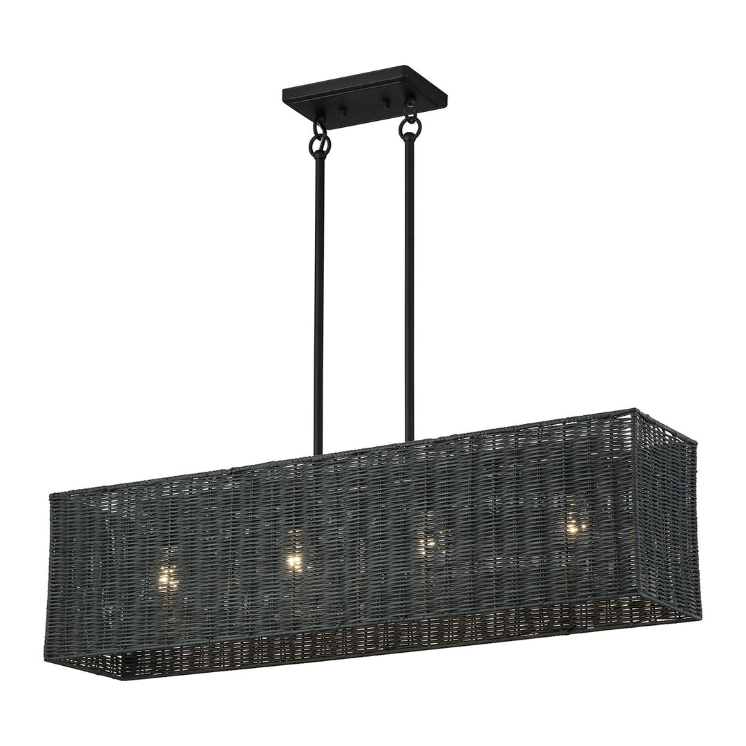4 Light Black Large Linear Chandelier