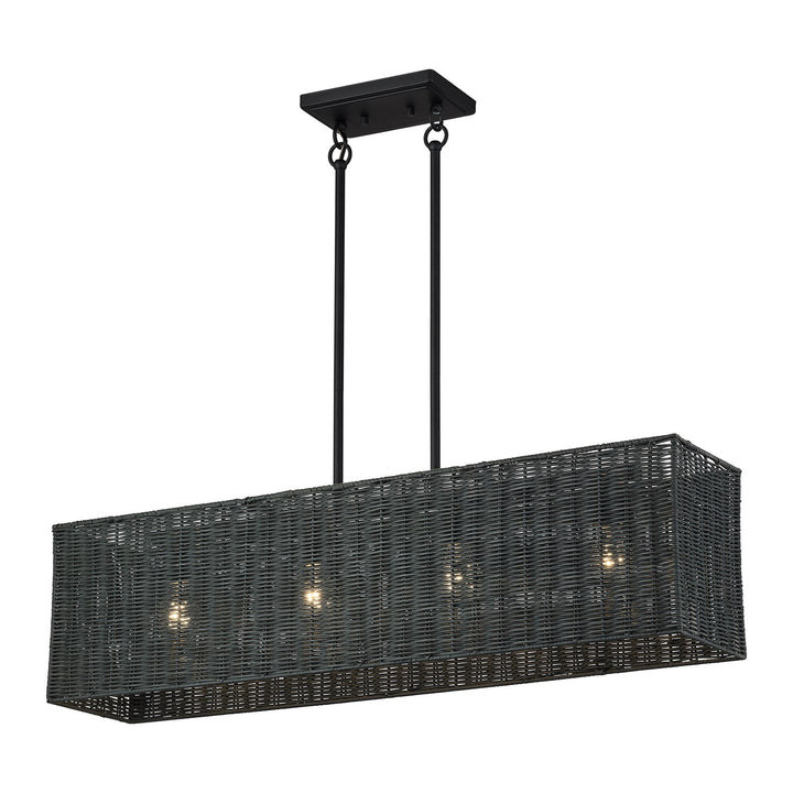 4 Light Black Large Linear Chandelier
