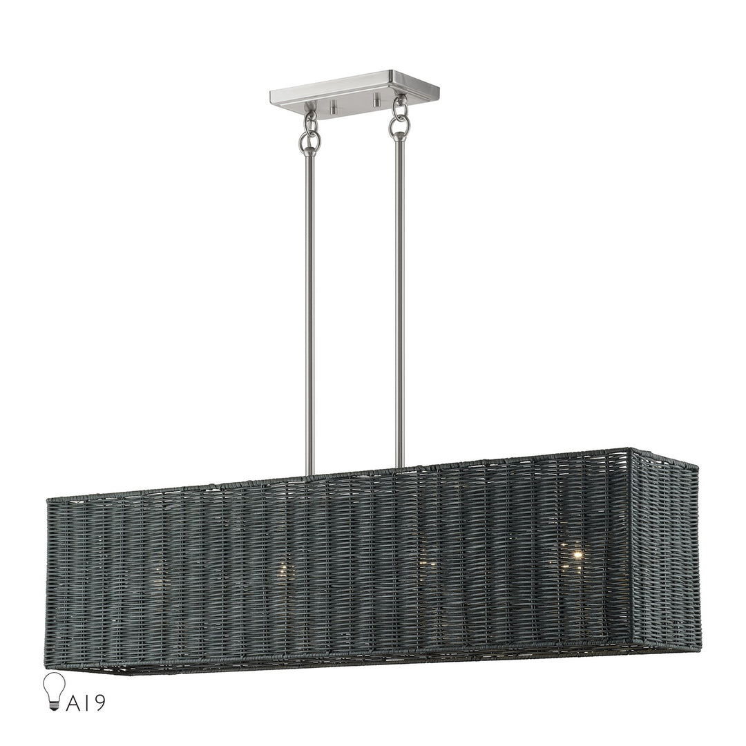 4 Light Brushed Nickel Large Linear Chandelier by Livex Lighting