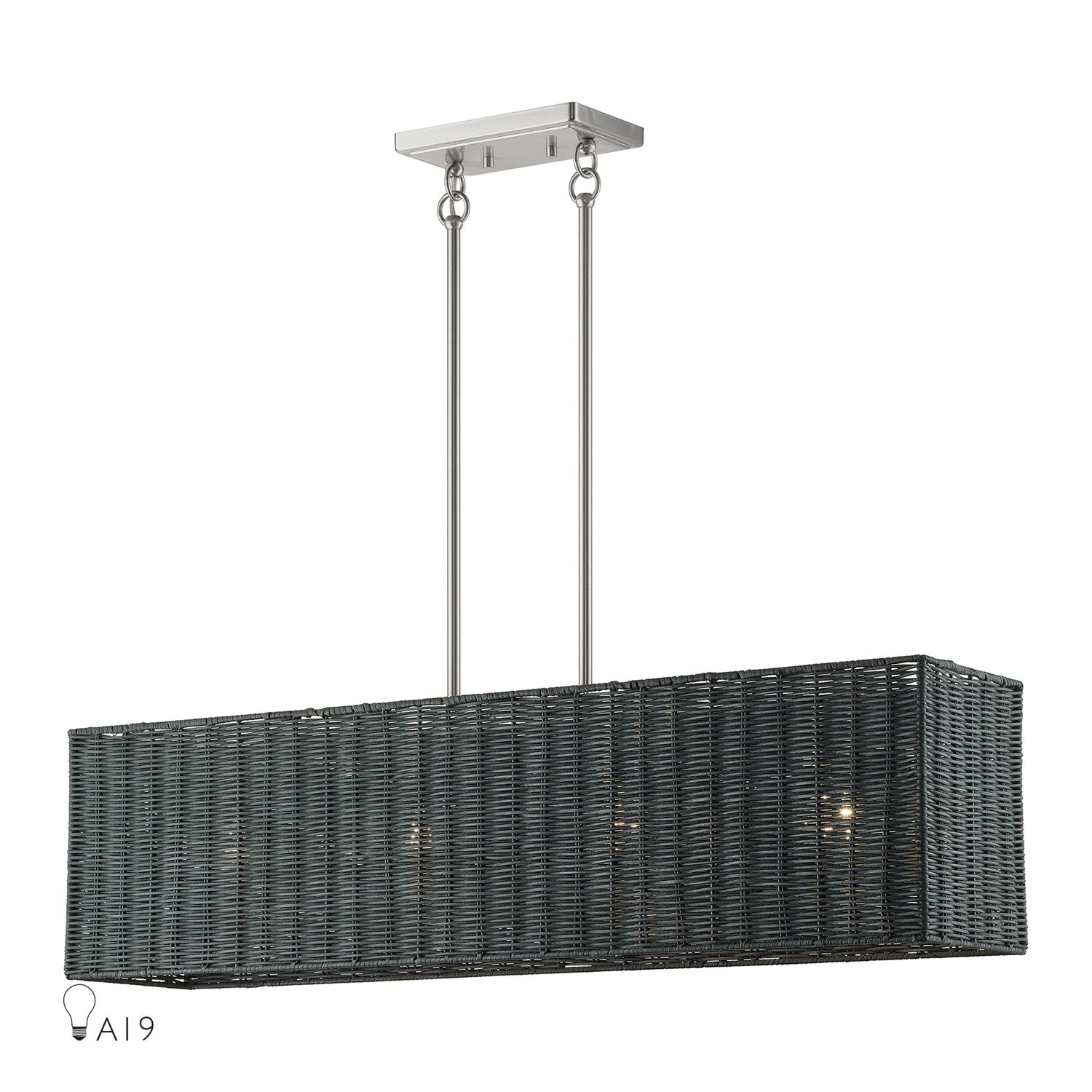 4 Light Brushed Nickel Large Linear Chandelier by Livex Lighting