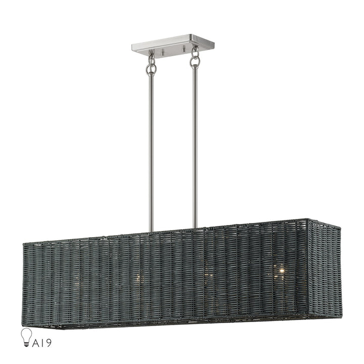4 Light Brushed Nickel Large Linear Chandelier by Livex Lighting