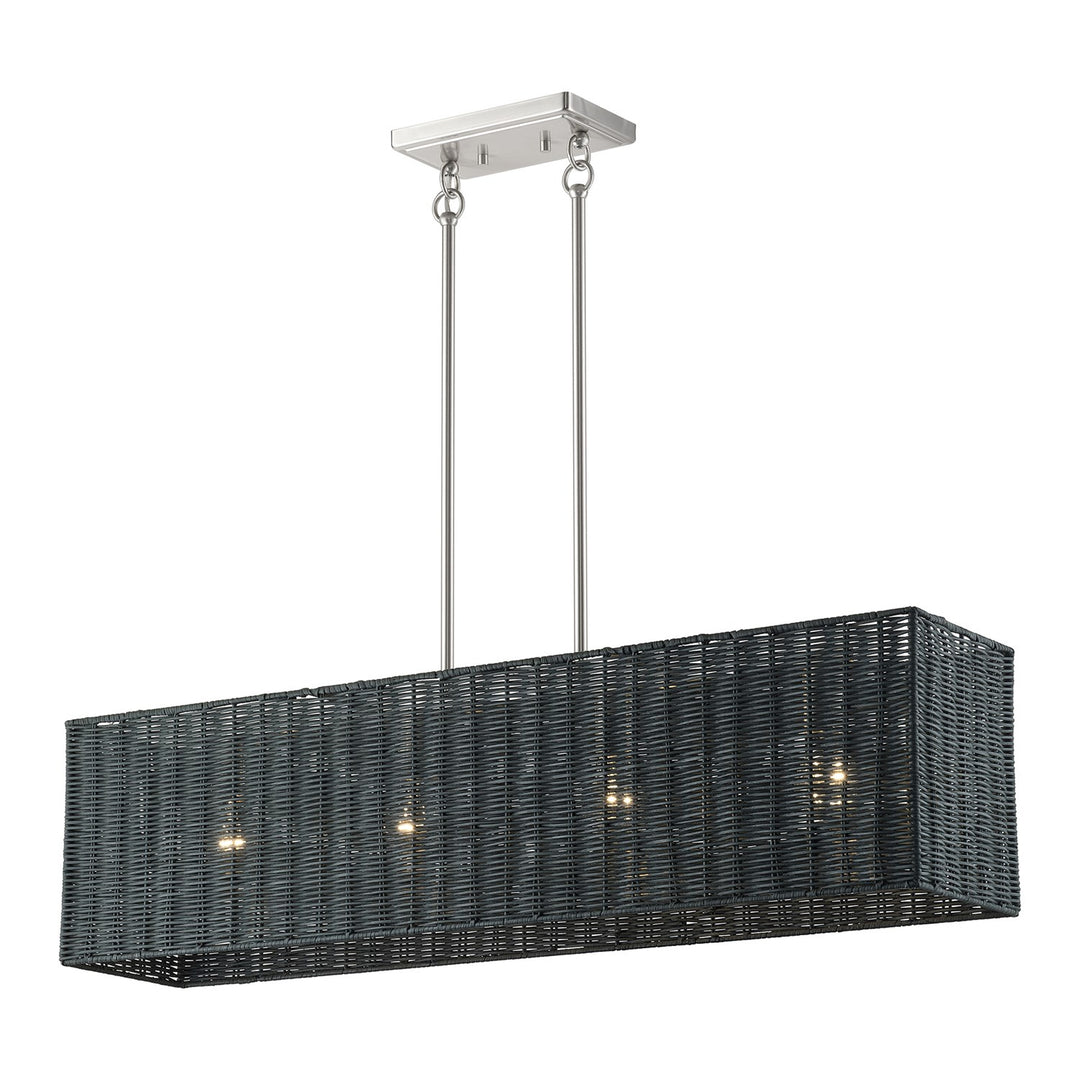 4 Light Brushed Nickel Large Linear Chandelier
