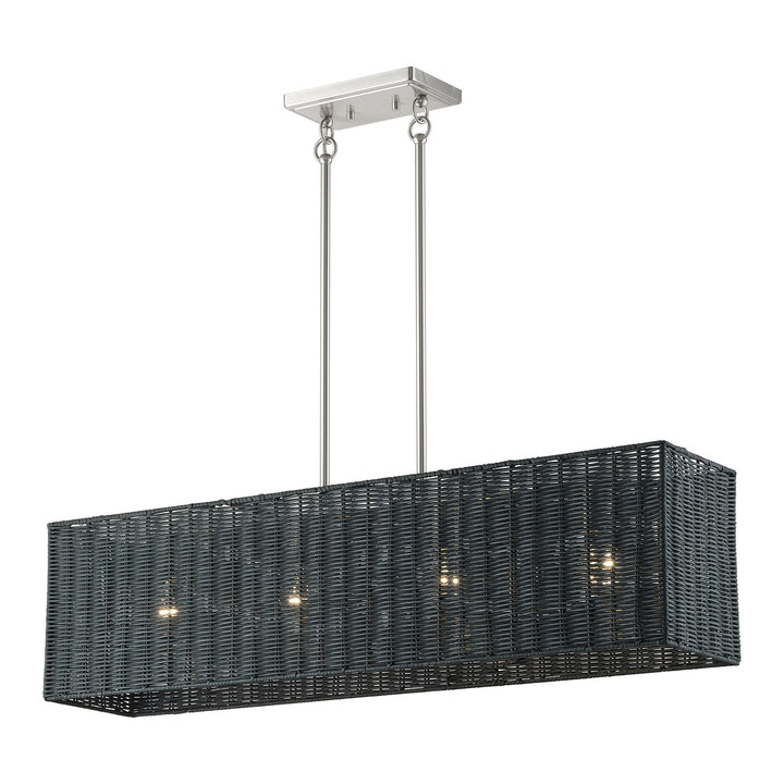 4 Light Brushed Nickel Large Linear Chandelier