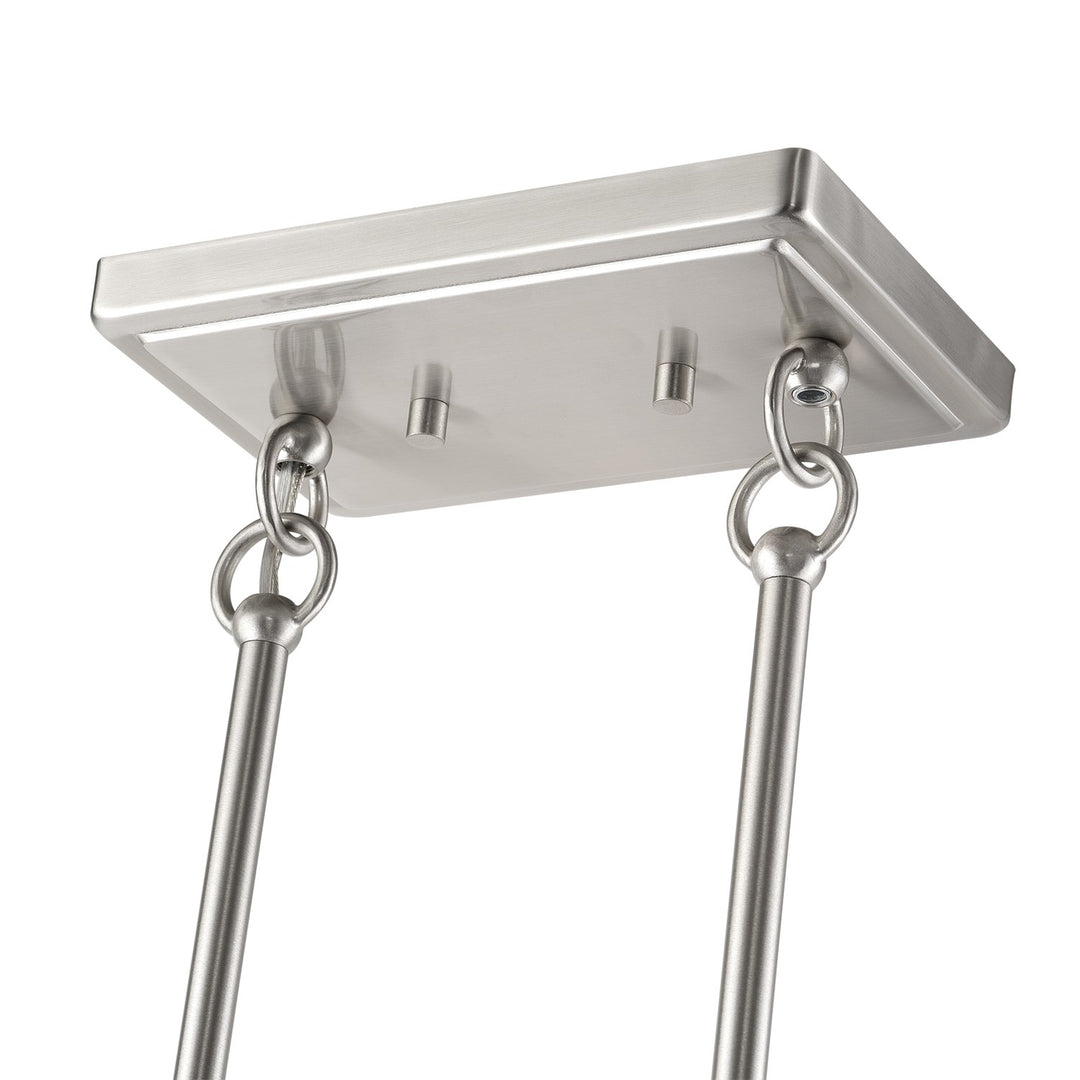 4 Light Brushed Nickel Large Linear Chandelier