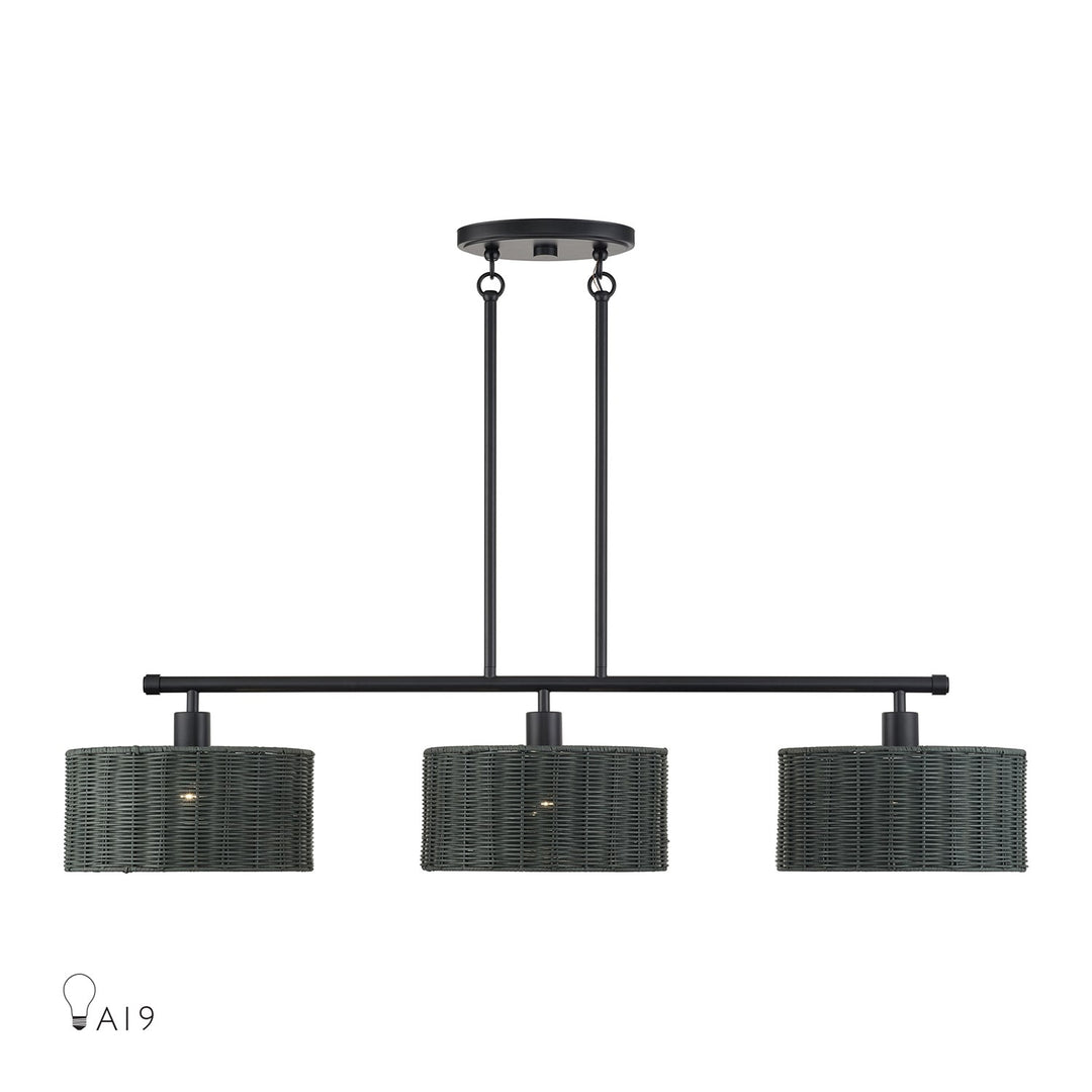 3 Light Black Extra Large Linear Chandelier by Livex Lighting