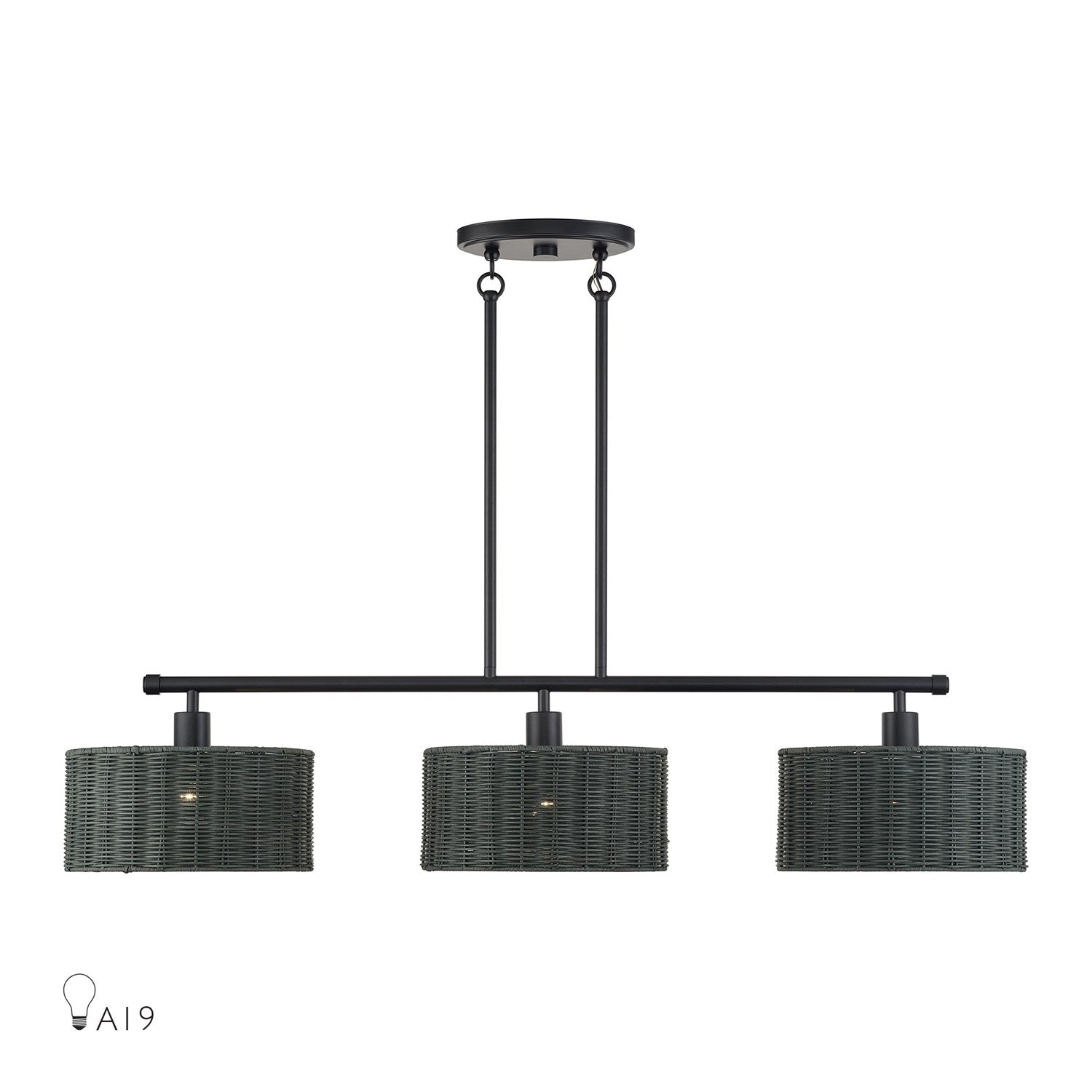 3 Light Black Extra Large Linear Chandelier by Livex Lighting