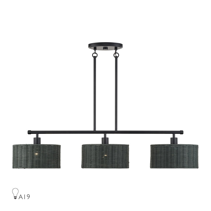 3 Light Black Extra Large Linear Chandelier by Livex Lighting
