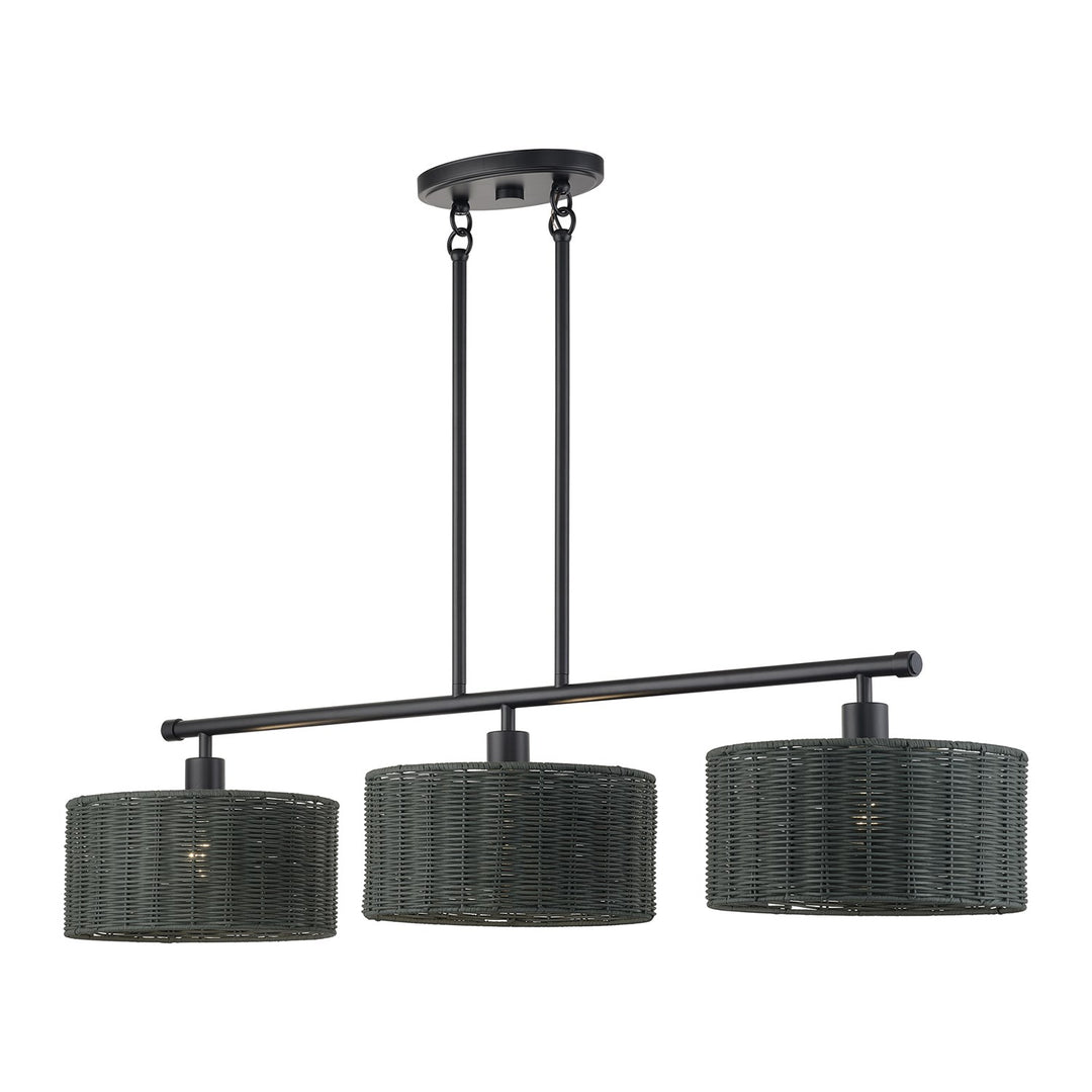 3 Light Black Extra Large Linear Chandelier