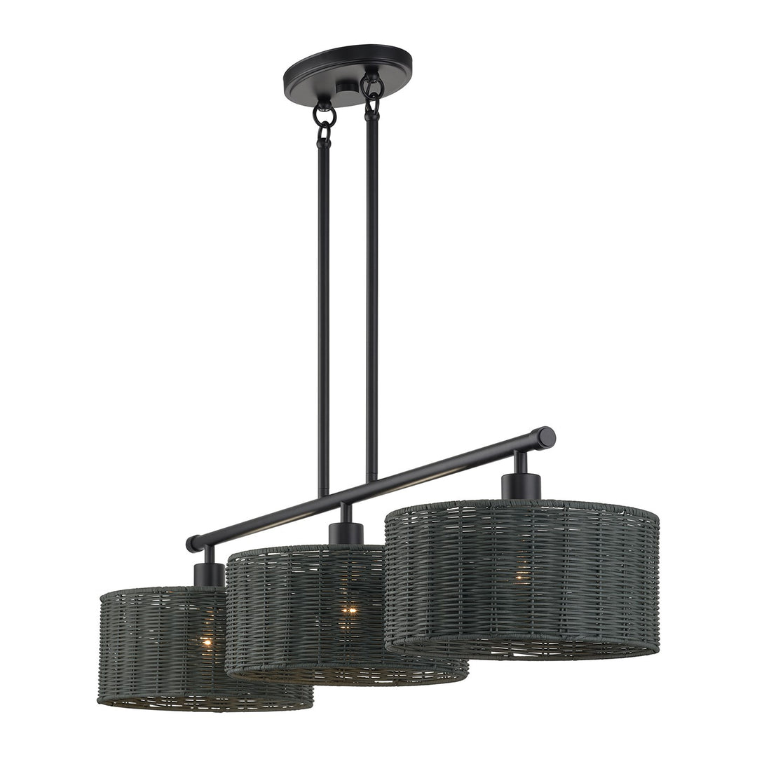 3 Light Black Extra Large Linear Chandelier