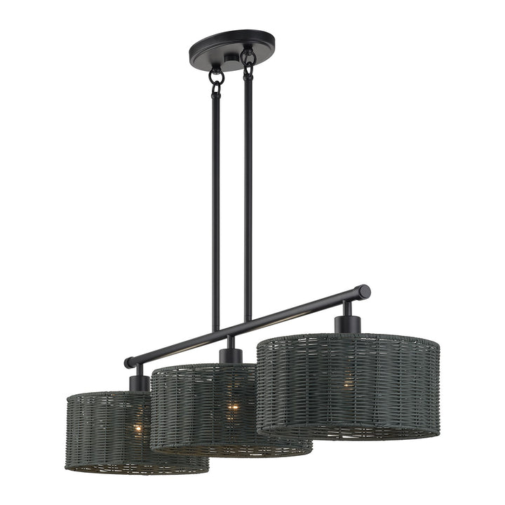 3 Light Black Extra Large Linear Chandelier