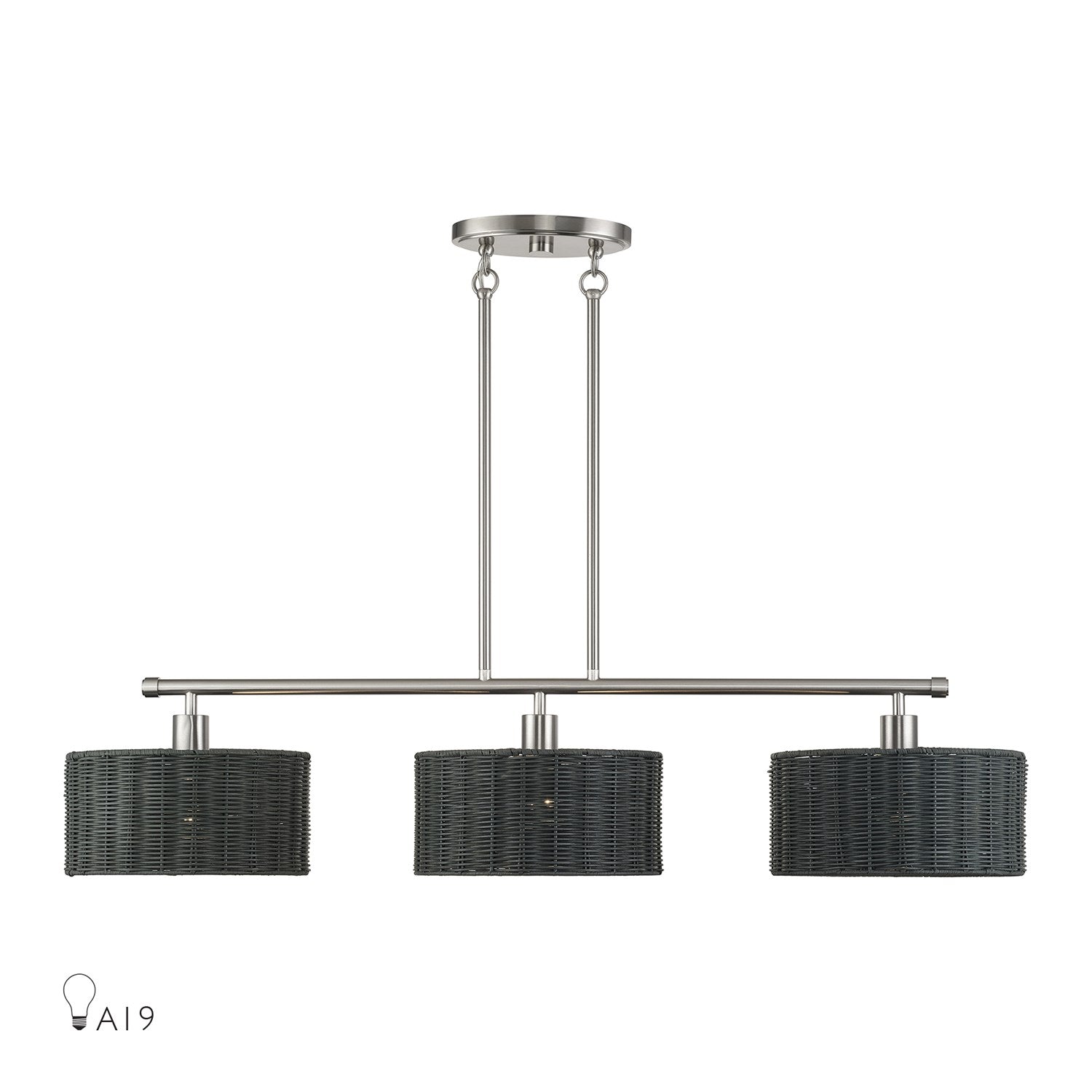 3 Light Brushed Nickel Extra Large Linear Chandelier by Livex Lighting