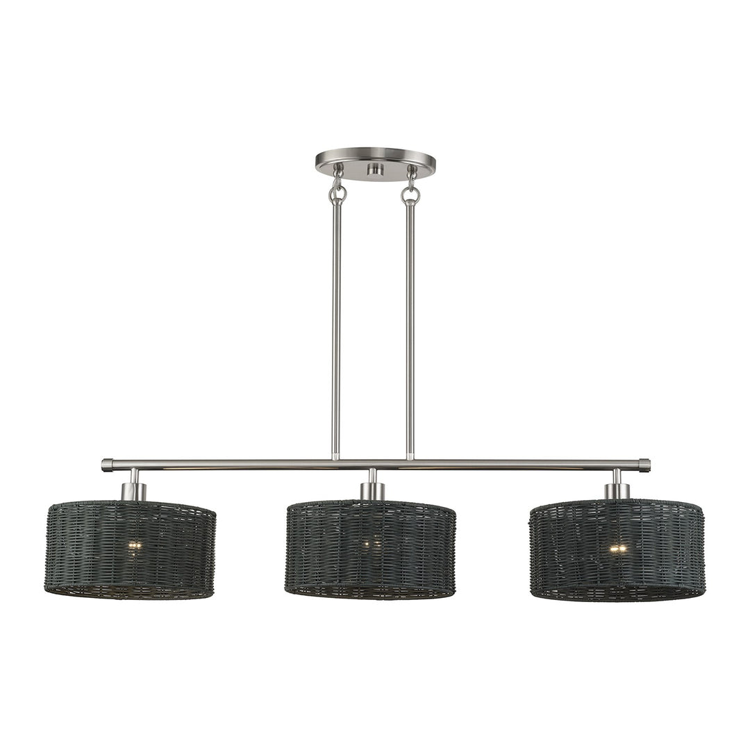 3 Light Brushed Nickel Extra Large Linear Chandelier
