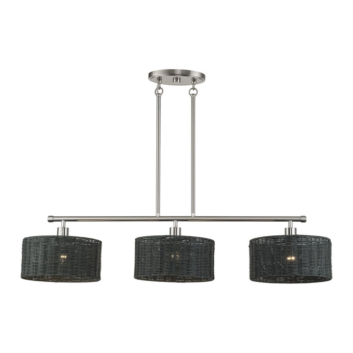 3 Light Brushed Nickel Extra Large Linear Chandelier