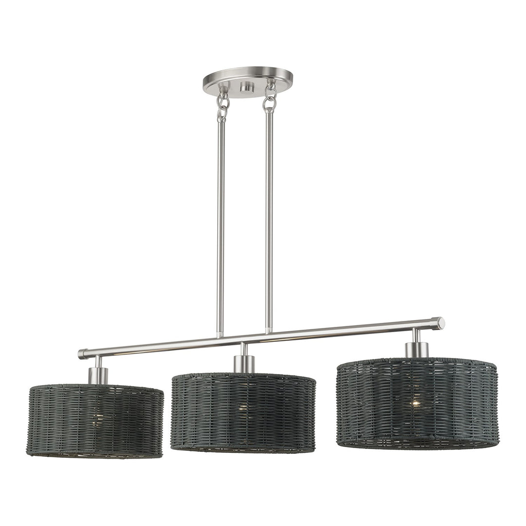 3 Light Brushed Nickel Extra Large Linear Chandelier