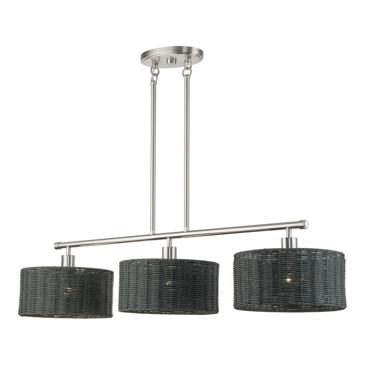 3 Light Brushed Nickel Extra Large Linear Chandelier