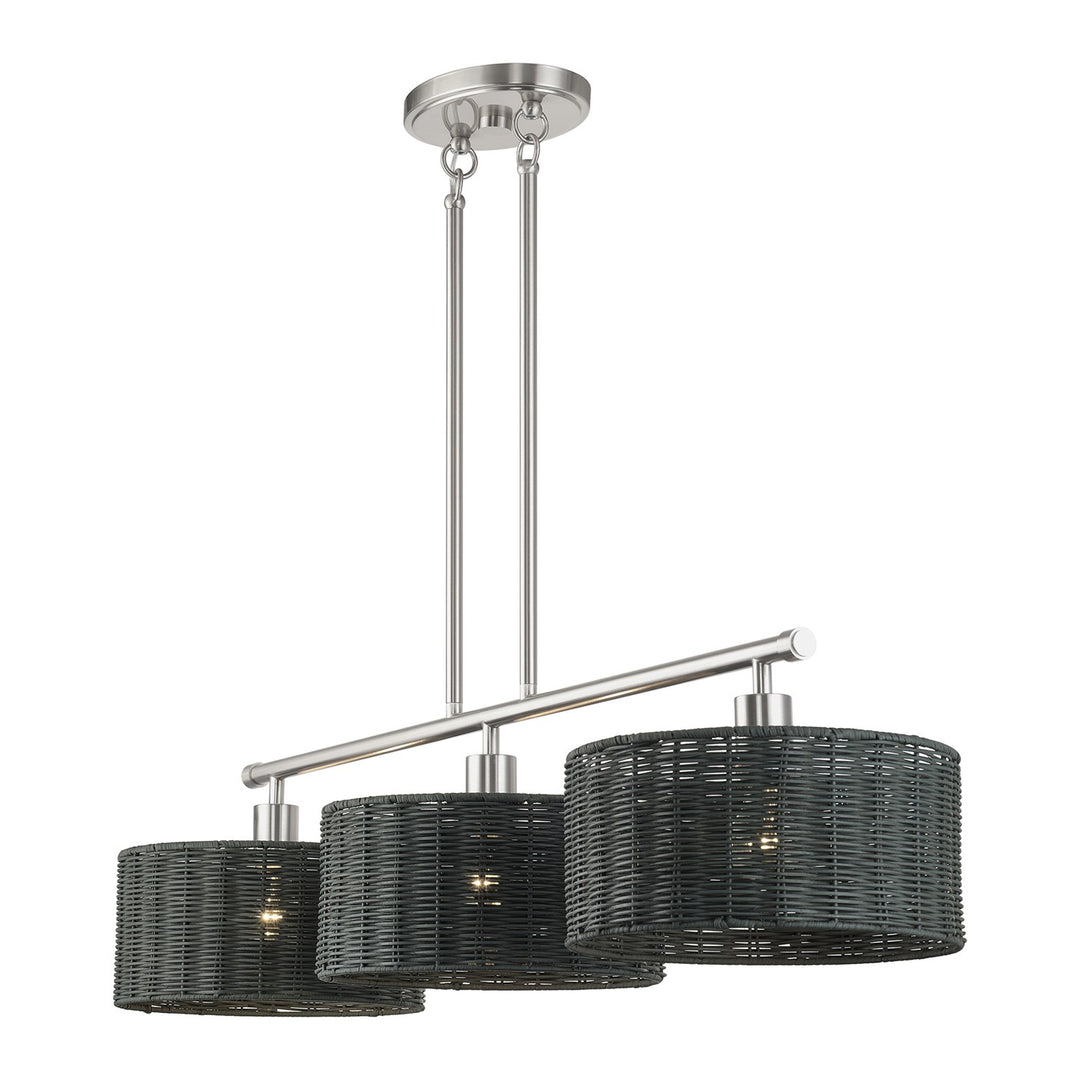3 Light Brushed Nickel Extra Large Linear Chandelier