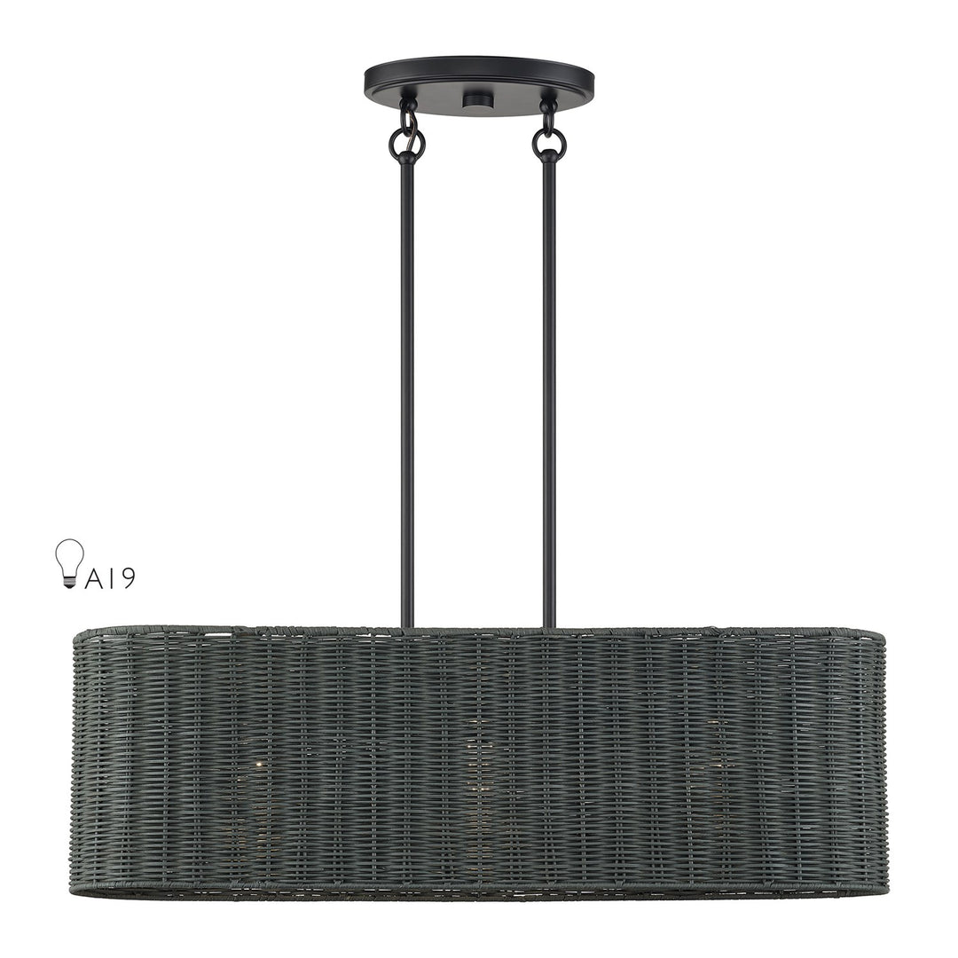 3 Light Black Medium Linear Chandelier by Livex Lighting
