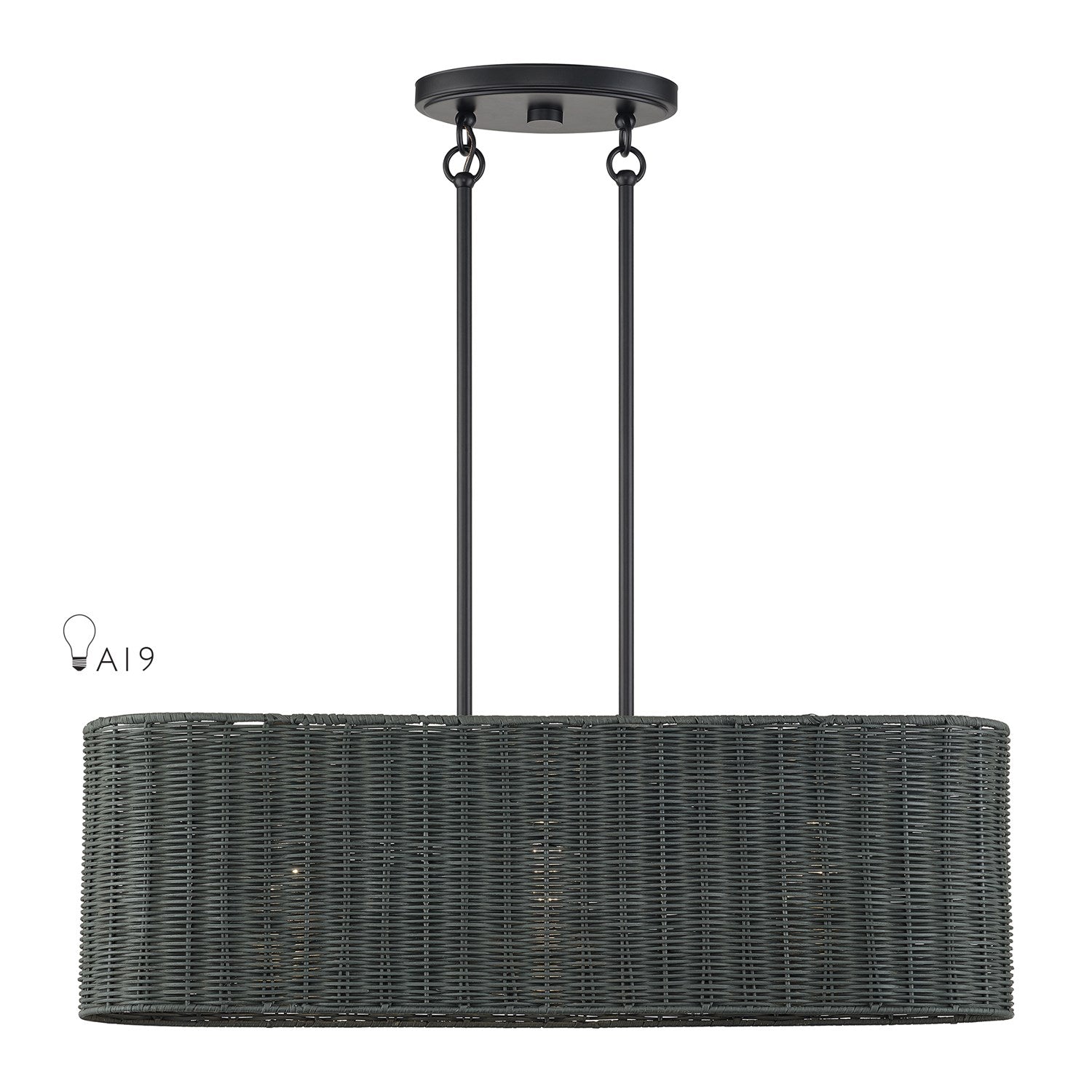 3 Light Black Medium Linear Chandelier by Livex Lighting