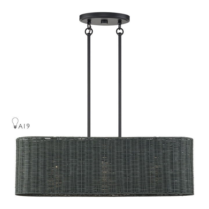 3 Light Black Medium Linear Chandelier by Livex Lighting