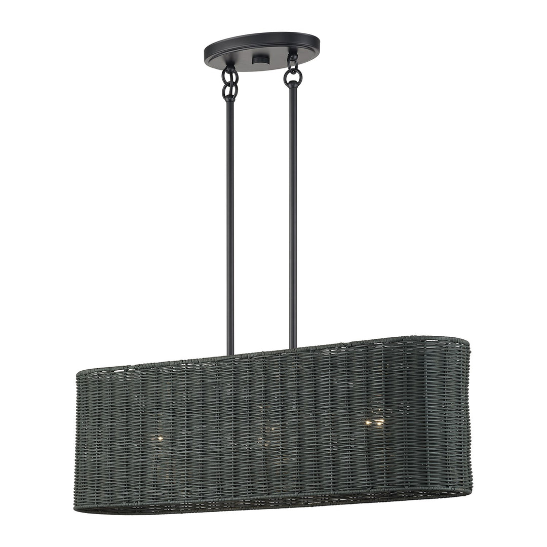 3 Light Black Medium Linear Chandelier
