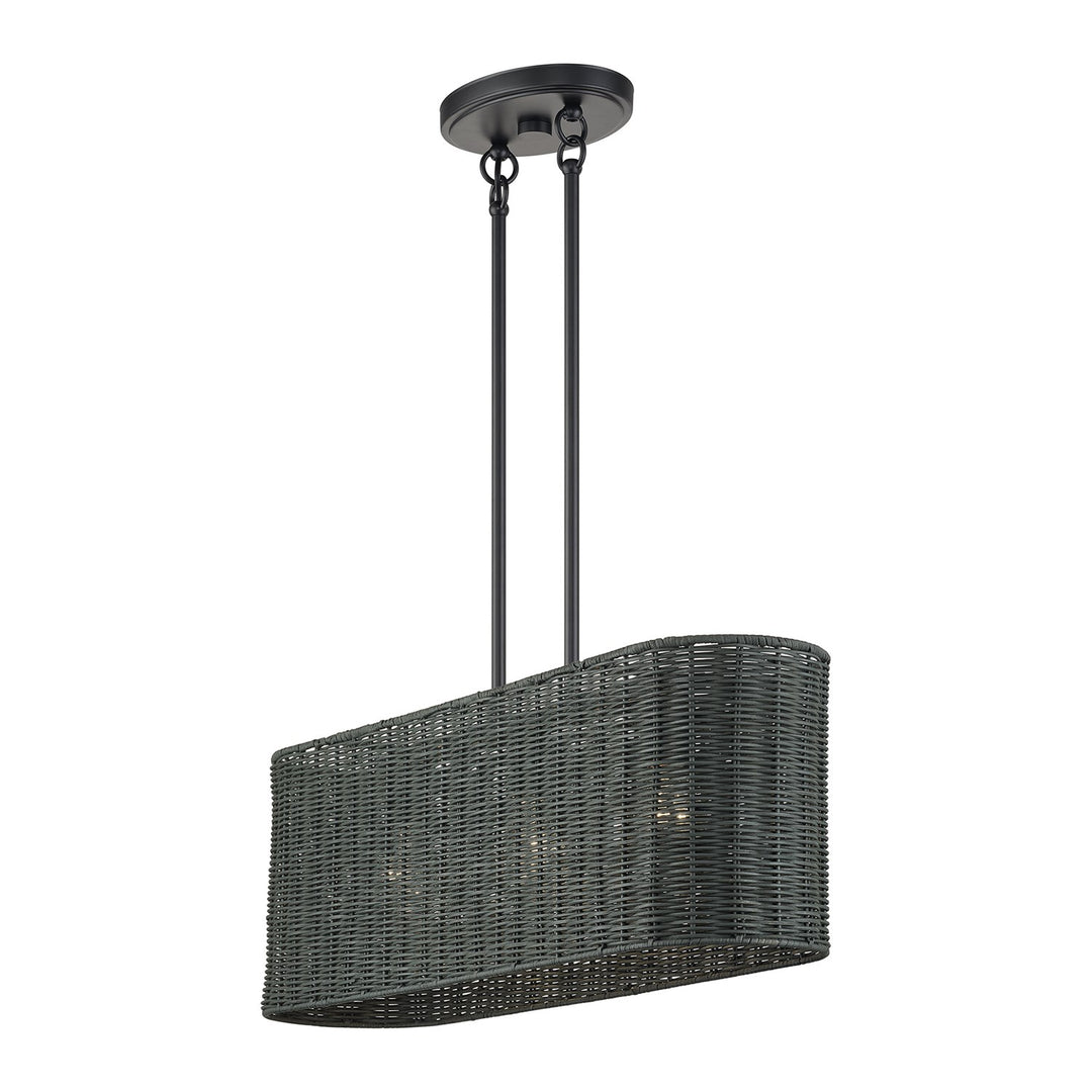 3 Light Black Medium Linear Chandelier