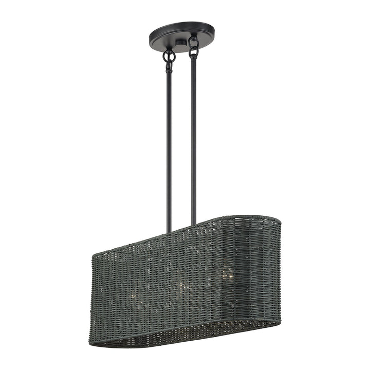 3 Light Black Medium Linear Chandelier