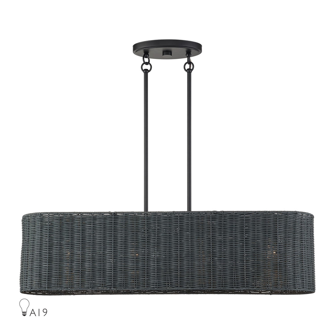 4 Light Black Large Linear Chandelier by Livex Lighting