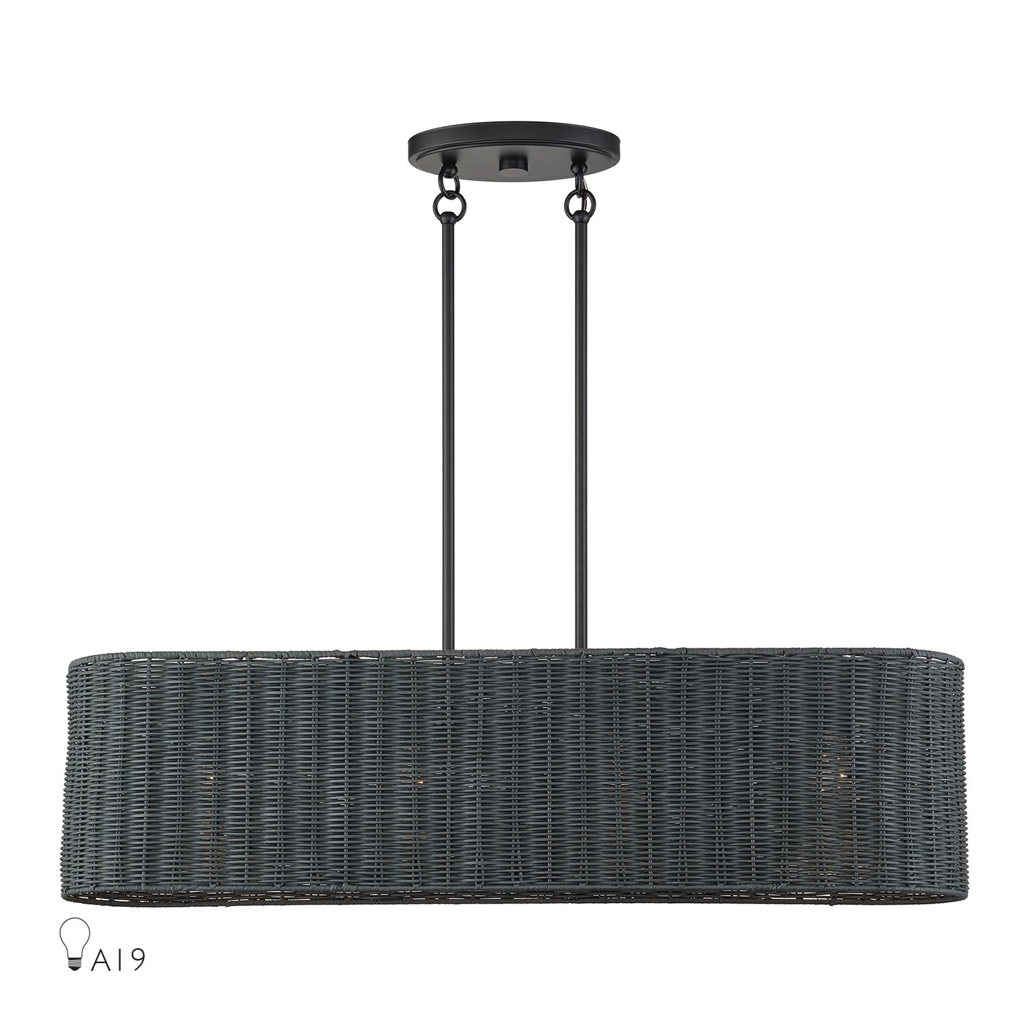 4 Light Black Large Linear Chandelier by Livex Lighting