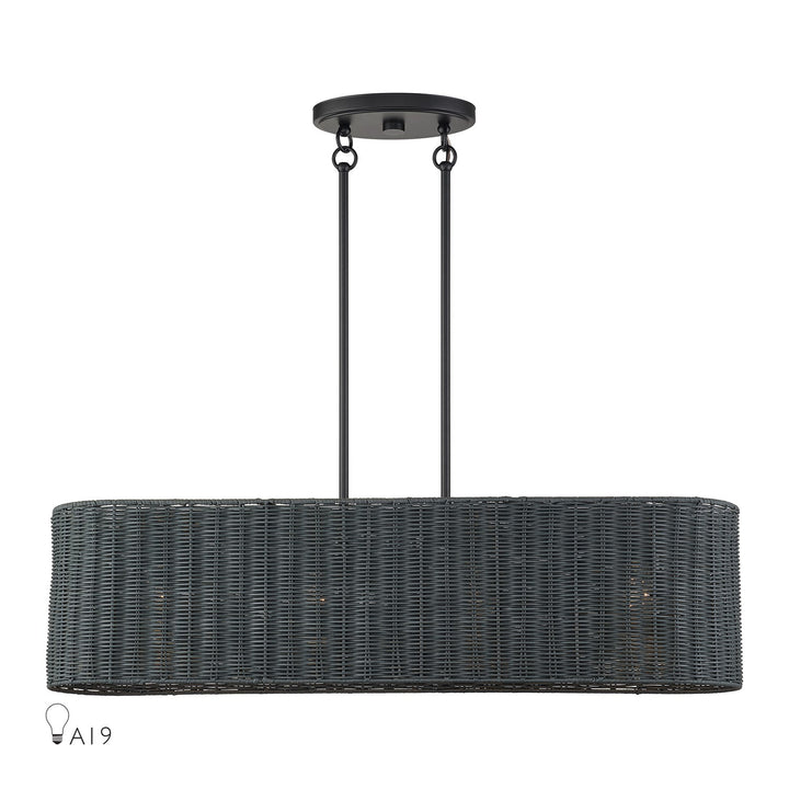 4 Light Black Large Linear Chandelier by Livex Lighting