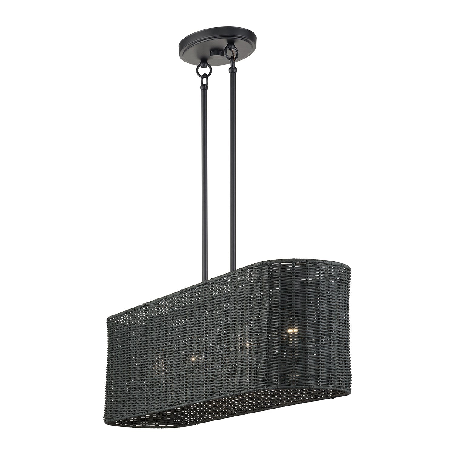 4 Light Black Large Linear Chandelier