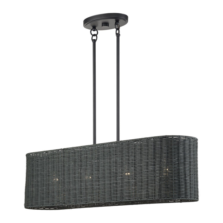4 Light Black Large Linear Chandelier