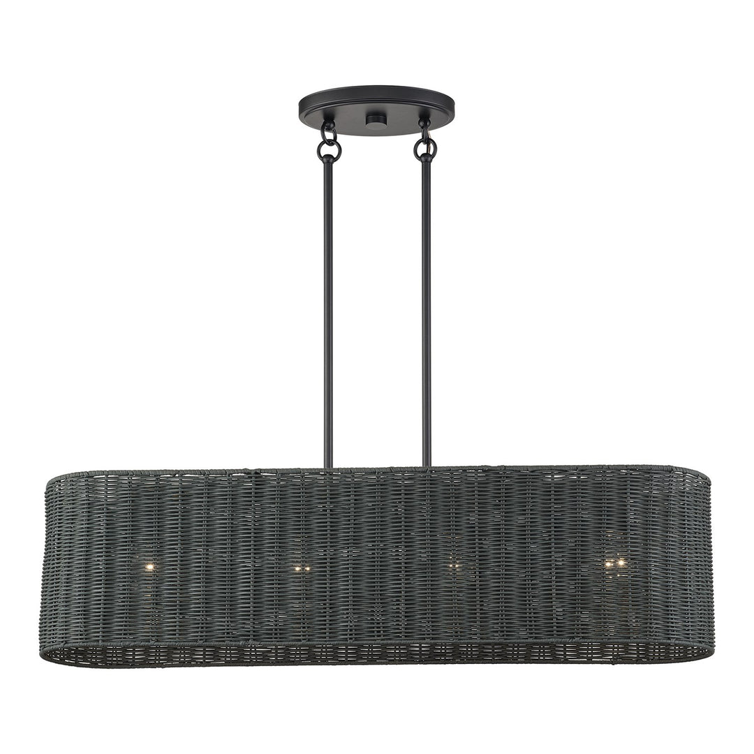 4 Light Black Large Linear Chandelier