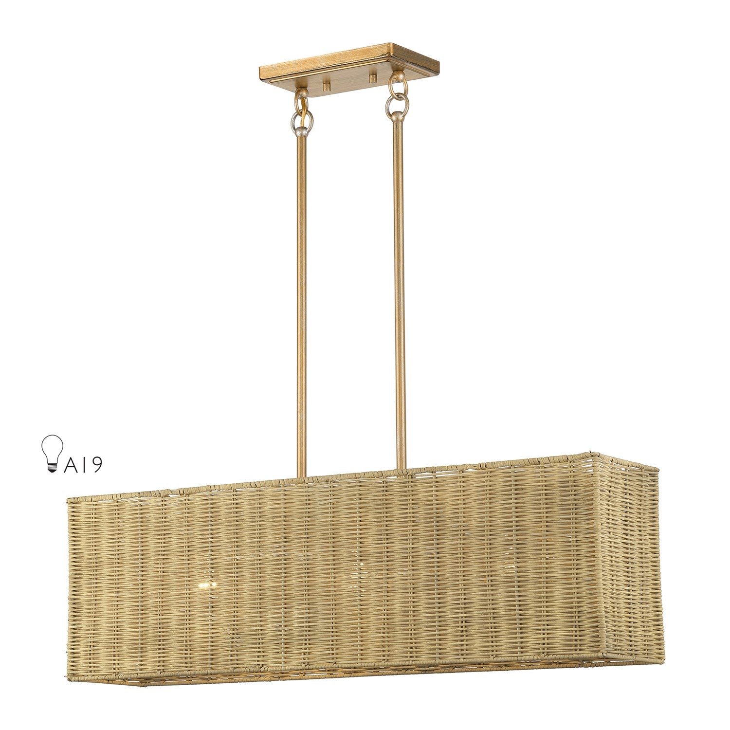 3 Light Antique Gold Leaf Medium Linear Chandelier by Livex Lighting