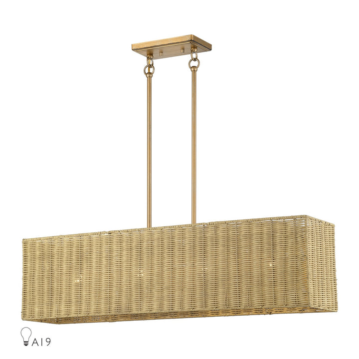 4 Light Antique Gold Leaf Large Linear Chandelier by Livex Lighting