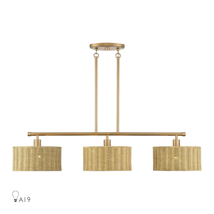 3 Light Antique Gold Leaf Extra Large Linear Chandelier by Livex Lighting