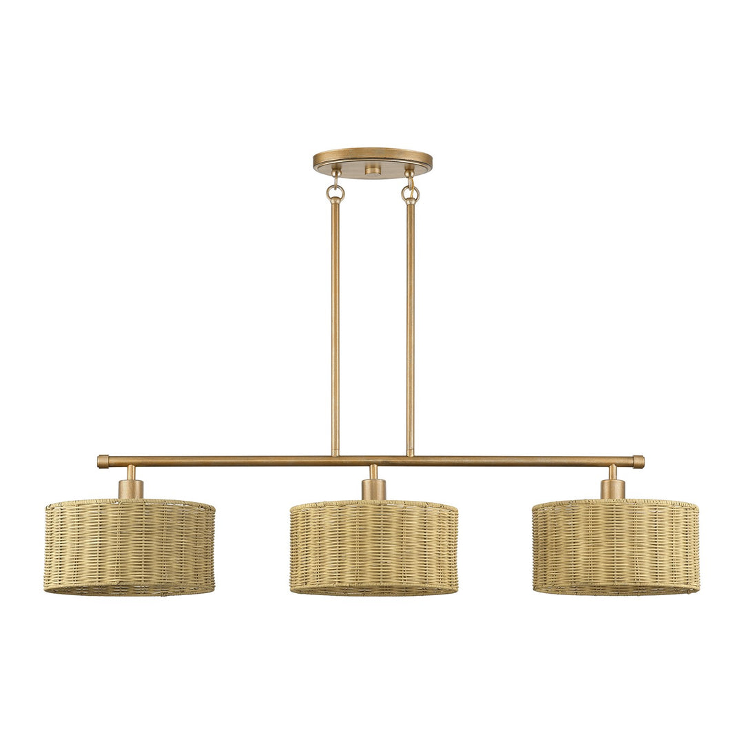 3 Light Antique Gold Leaf Extra Large Linear Chandelier