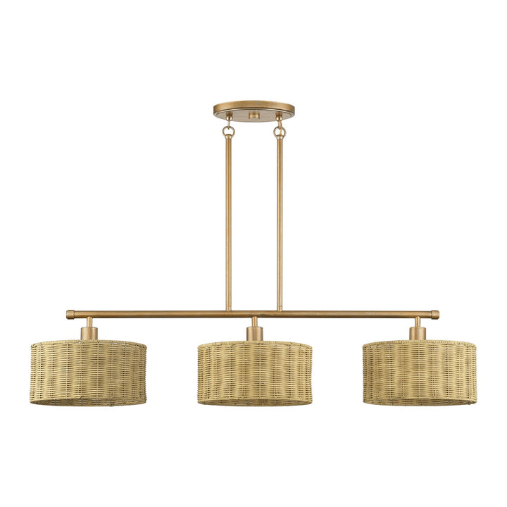 3 Light Antique Gold Leaf Extra Large Linear Chandelier