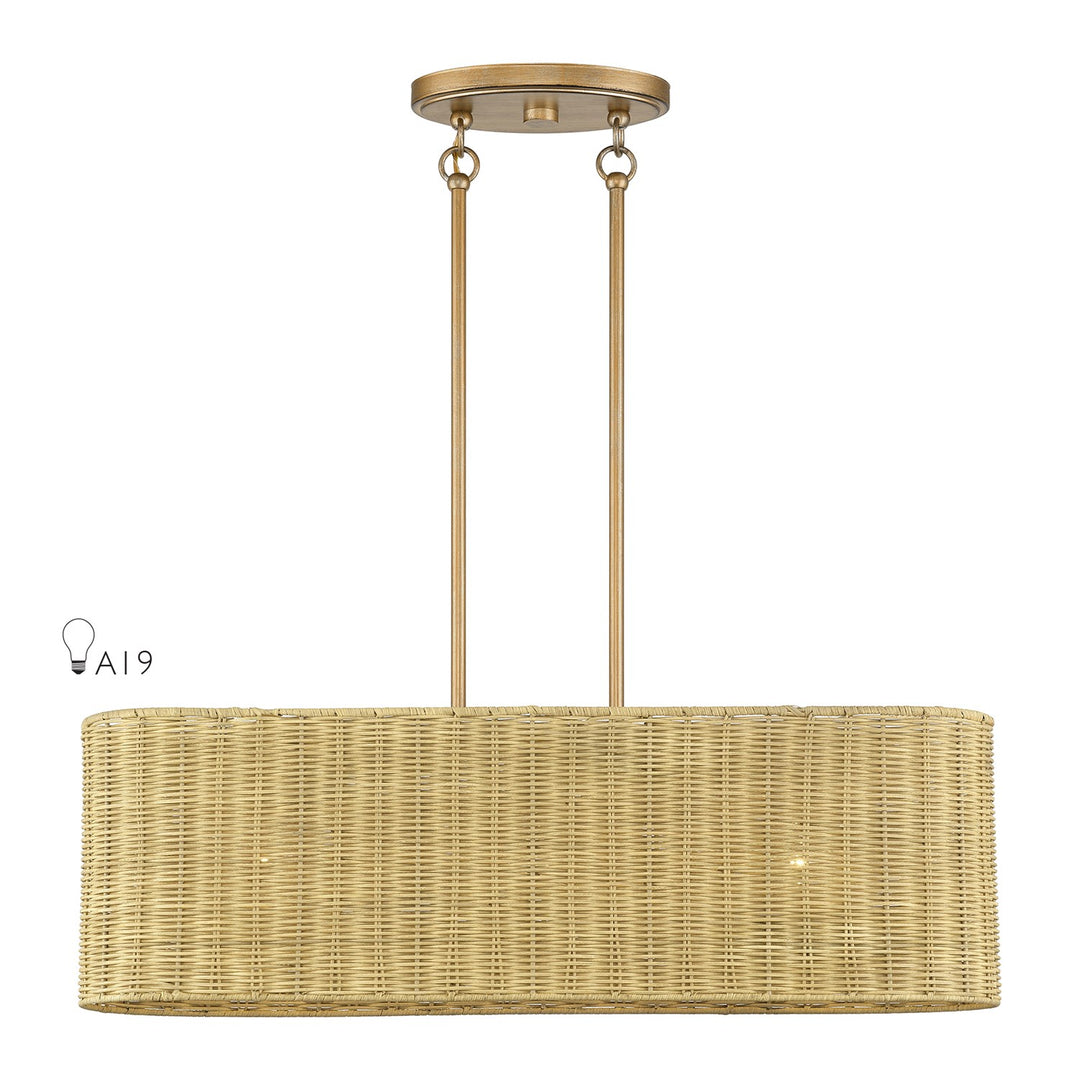 3 Light Antique Gold Leaf Medium Linear Chandelier by Livex Lighting