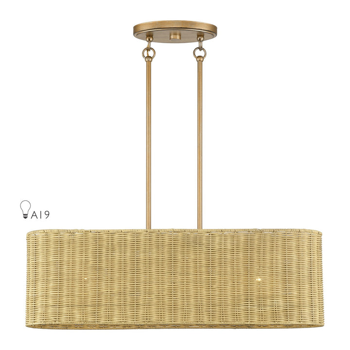 3 Light Antique Gold Leaf Medium Linear Chandelier by Livex Lighting