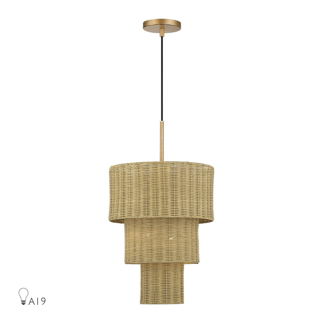 2 Light Antique Gold Leaf Pendant by Livex Lighting