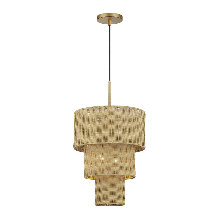 2 Light Antique Gold Leaf Pendant