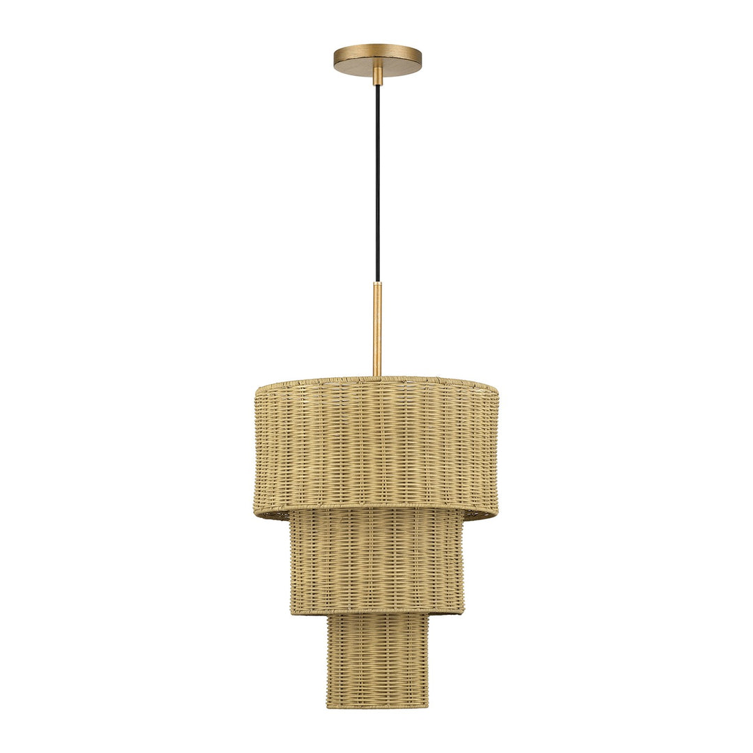 2 Light Antique Gold Leaf Pendant