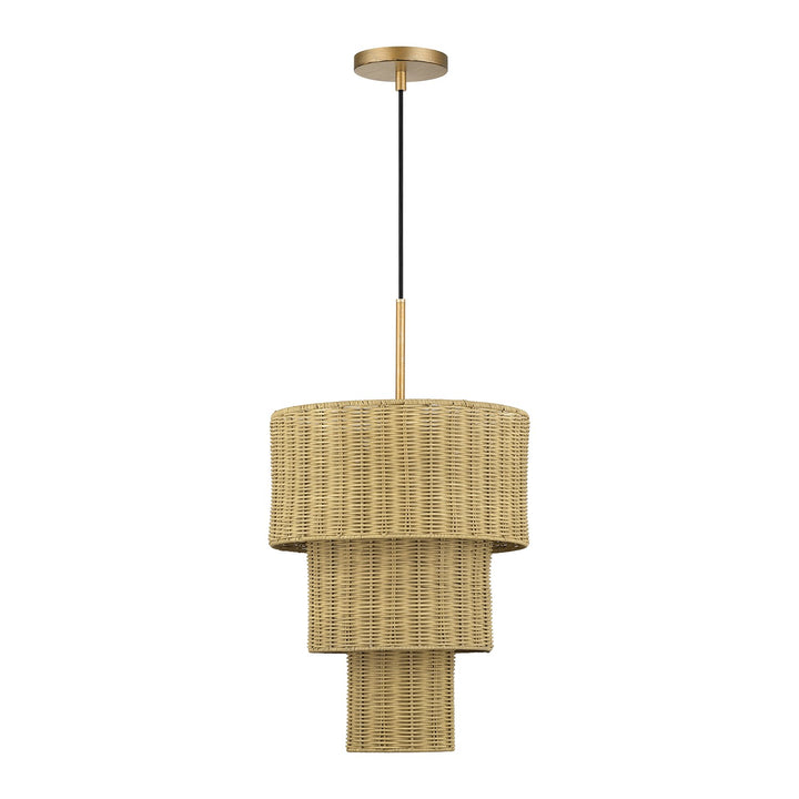 2 Light Antique Gold Leaf Pendant