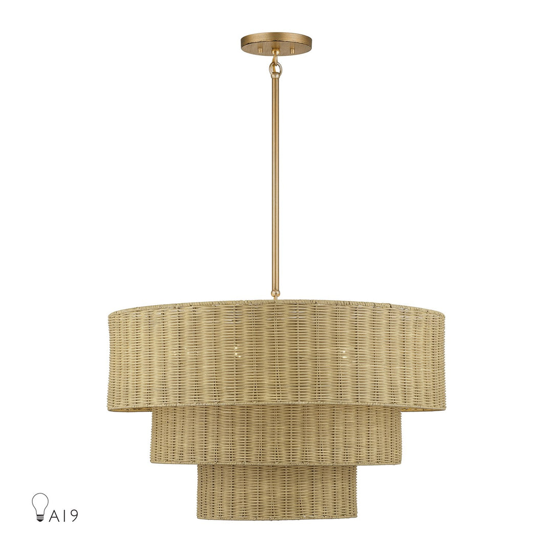 6 Light Antique Gold Leaf Large Pendant Chandelier by Livex Lighting